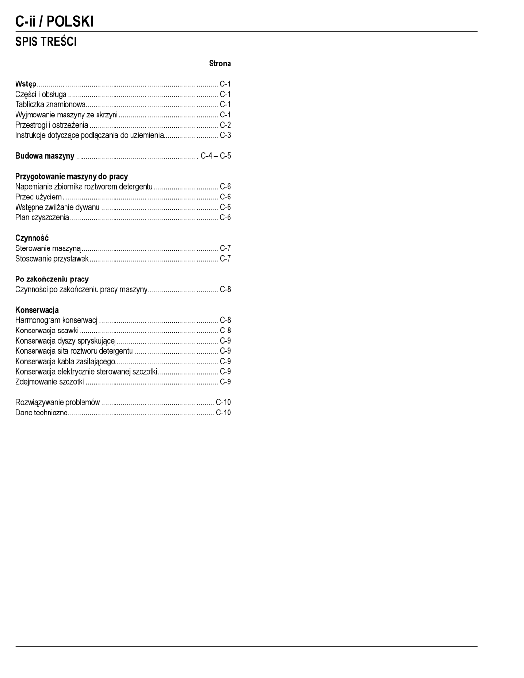 Nilfisk-ALTO 56265303, 56265302 manual Spis Treści 