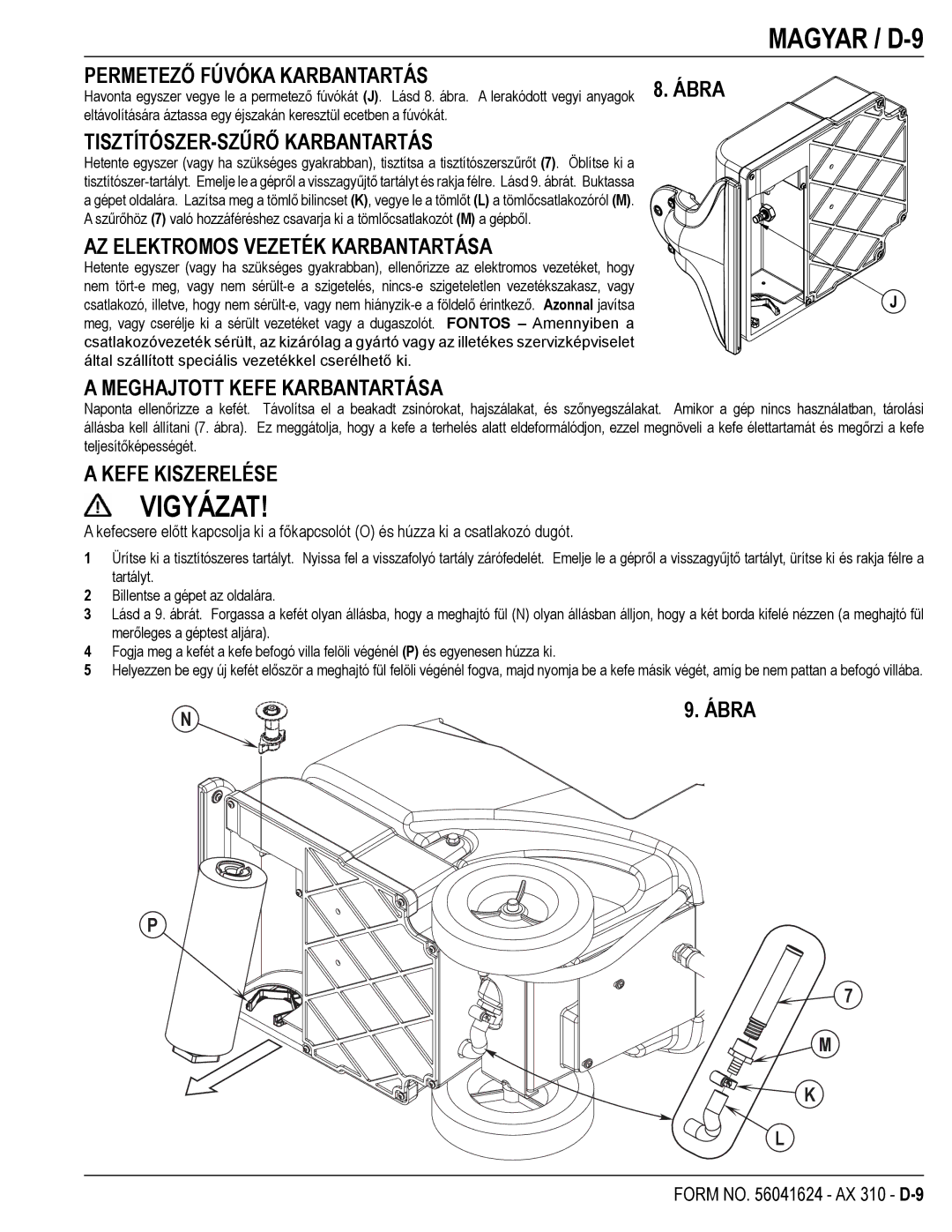 Nilfisk-ALTO 56265302, 56265303 manual Magyar / D-9 