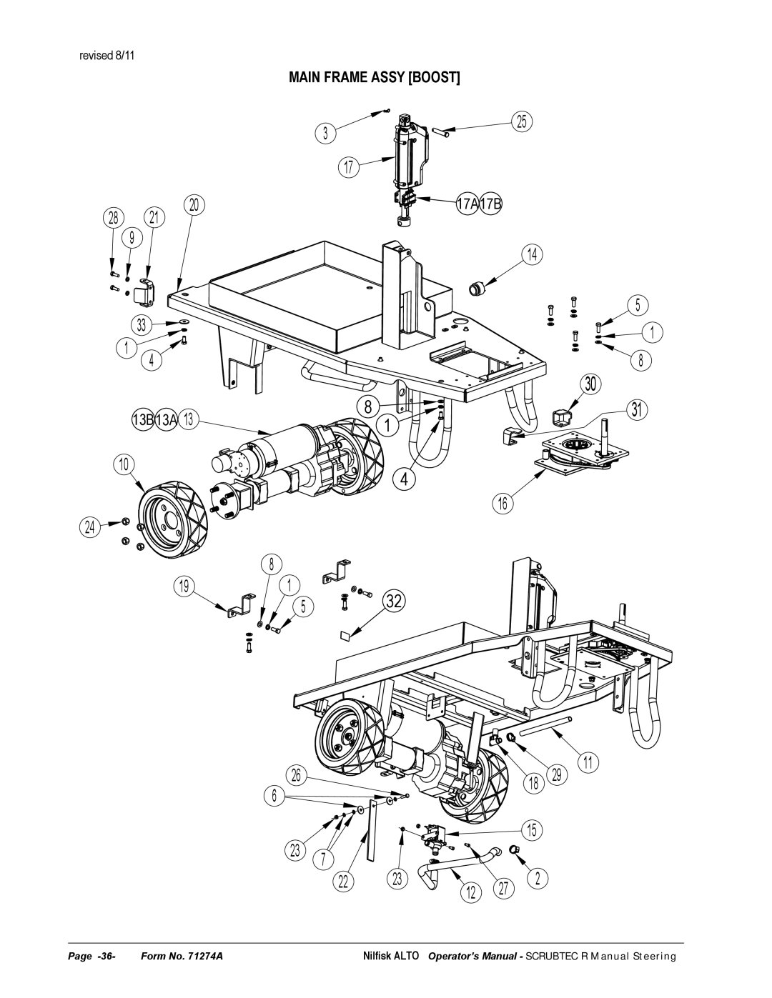 Nilfisk-ALTO 586, 571 manual Main Frame Assy Boost 