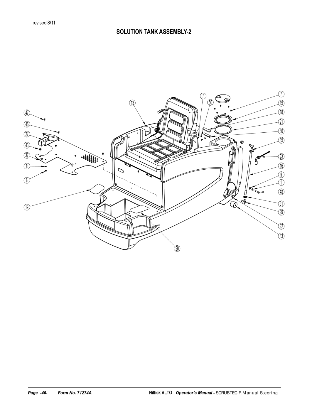 Nilfisk-ALTO 586, 571 manual Solution Tank ASSEMBLY-2 