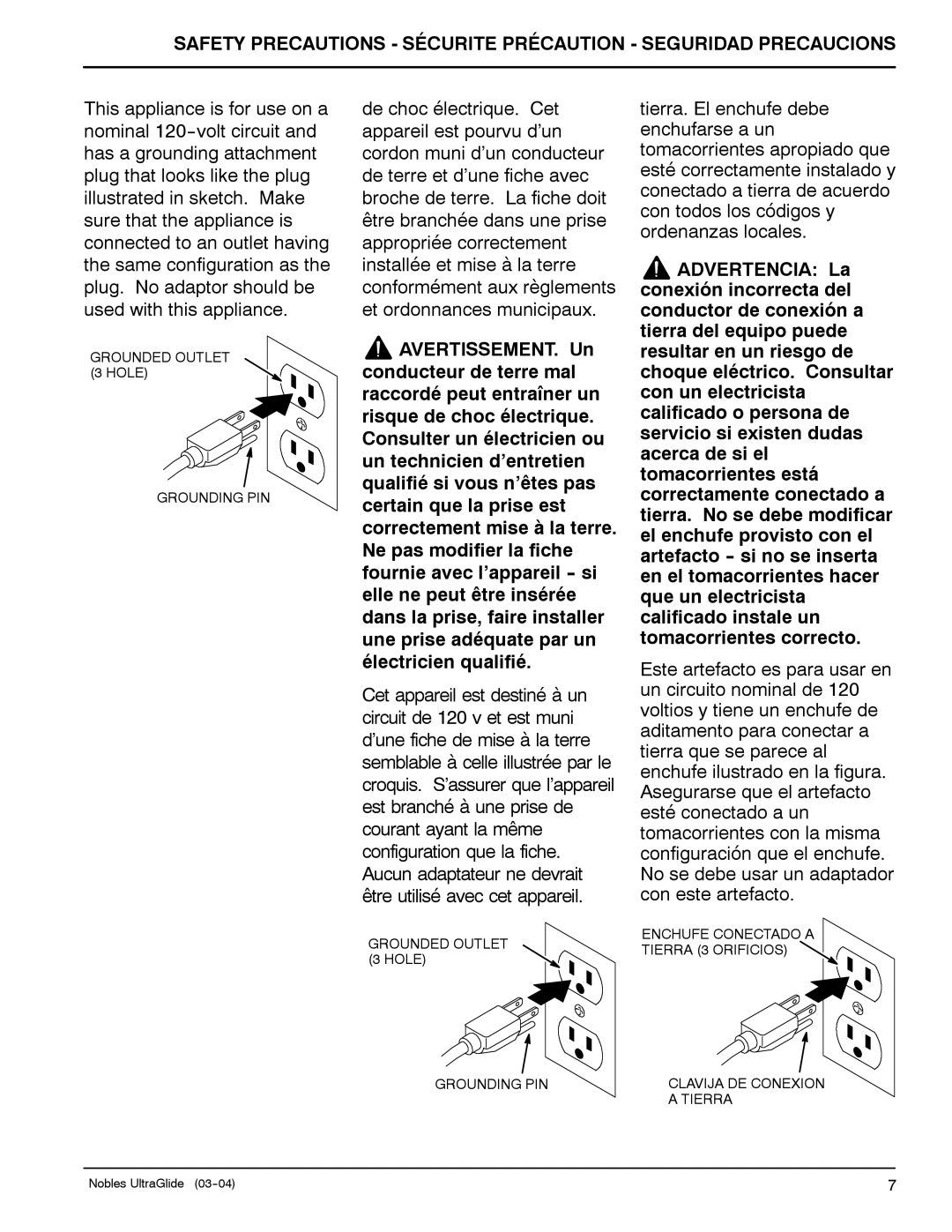 Nilfisk-ALTO 614221, 614219, 614222, 614307, 614220 manual Grounded Outlet 3 Hole Grounding PIN 