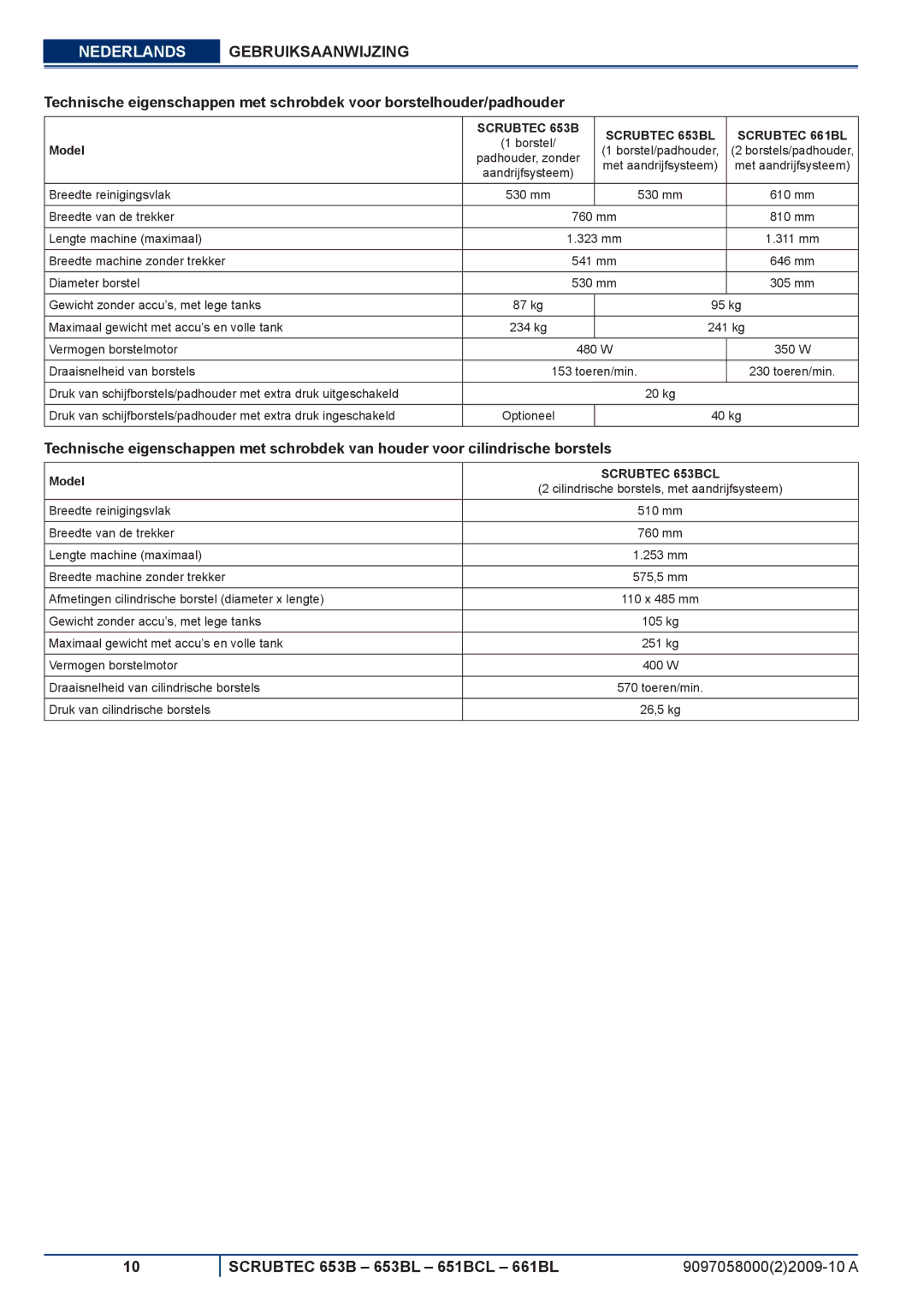 Nilfisk-ALTO 651BCL, 653BL, 661BL manuel dutilisation Scrubtec 653BCL 