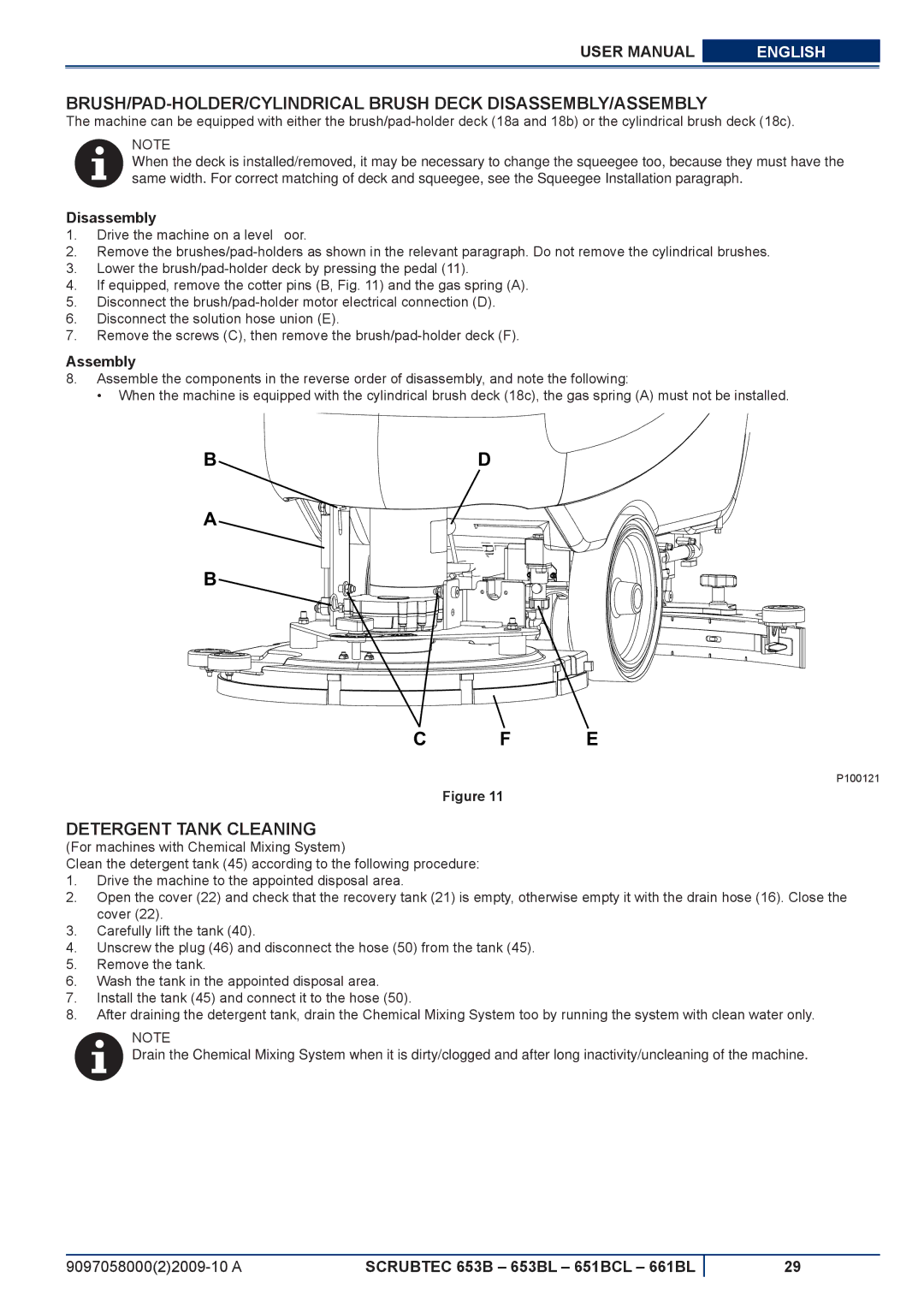 Nilfisk-ALTO 661BL, 651BCL, 653BL manuel dutilisation Detergent Tank Cleaning, Disassembly, Assembly 