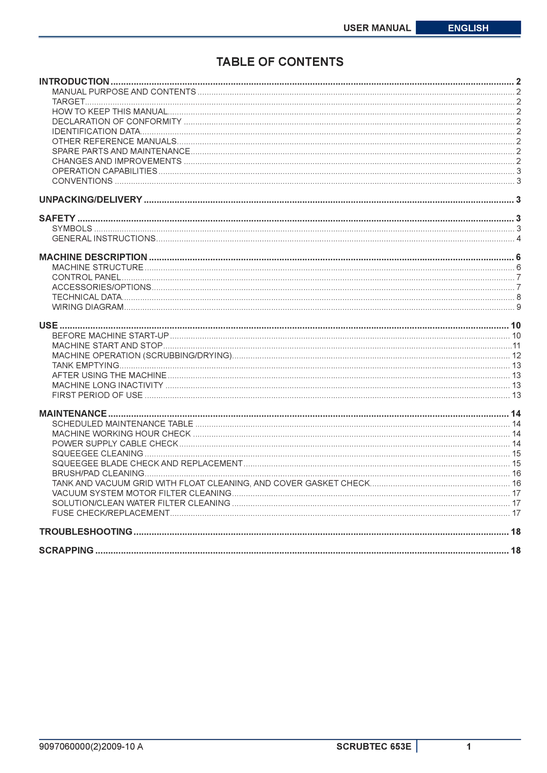 Nilfisk-ALTO 653E manuel dutilisation Table of Contents 