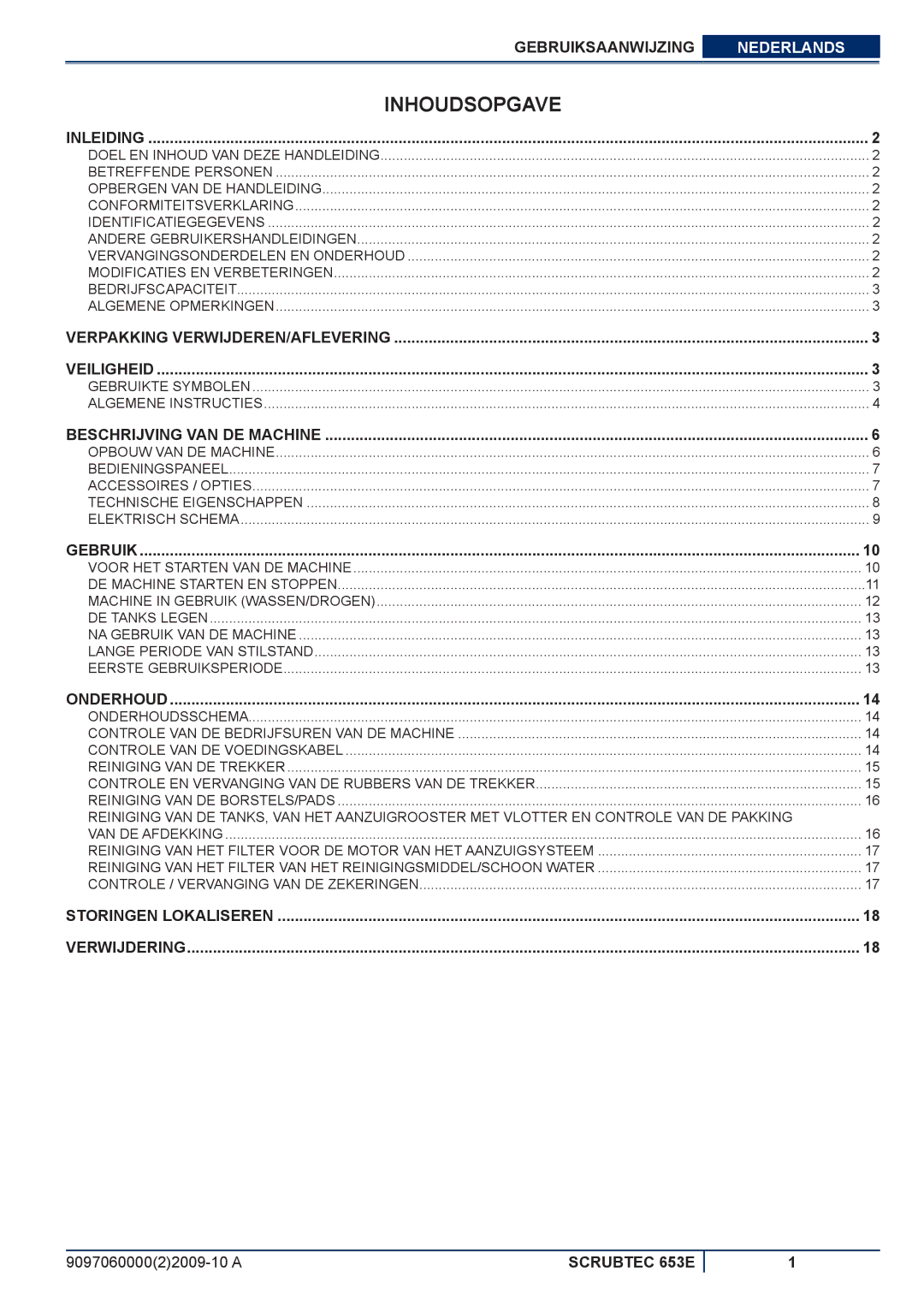 Nilfisk-ALTO 653E manuel dutilisation Inhoudsopgave, Inleiding 