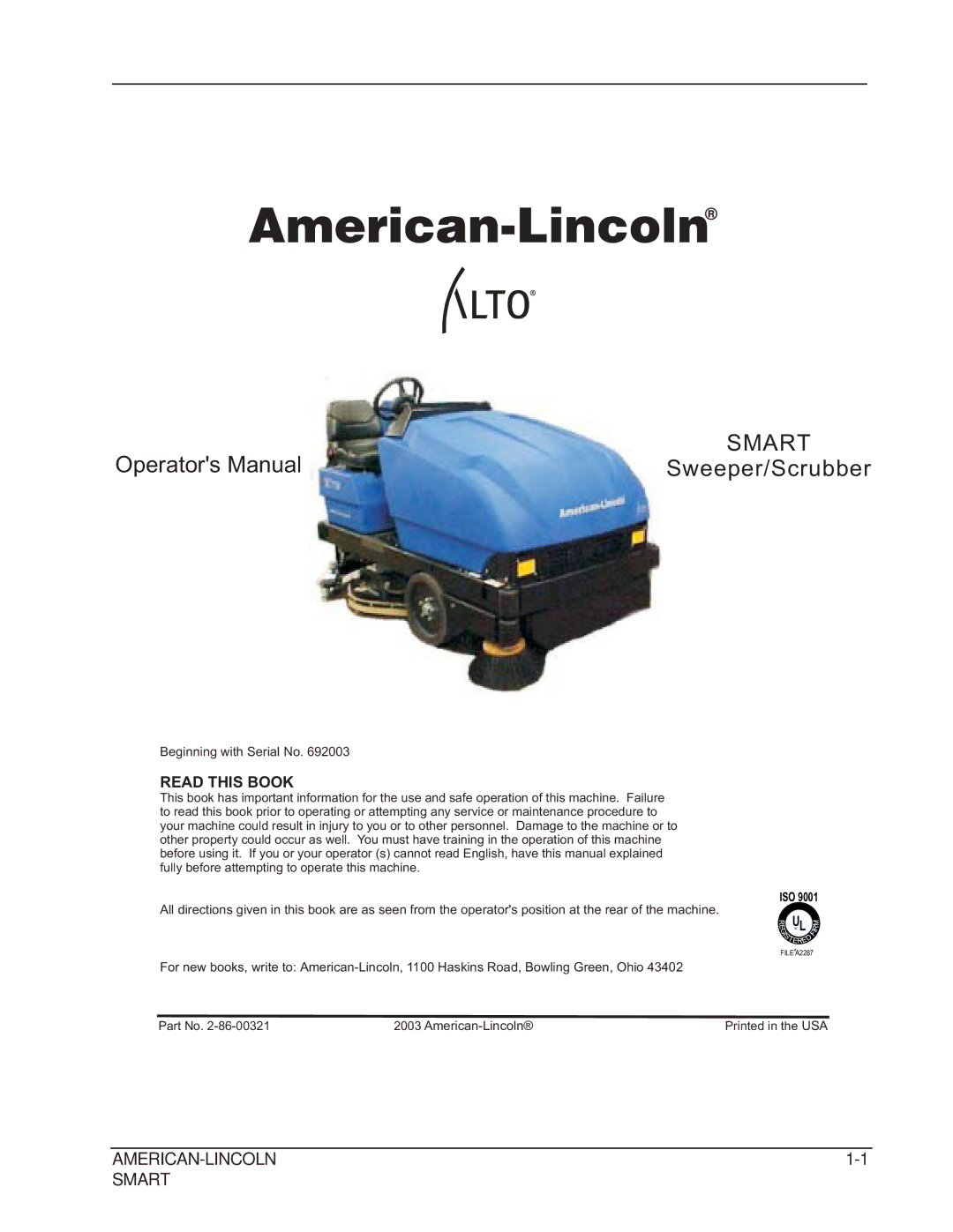 Nilfisk-ALTO 692003 manual American-Lincoln 