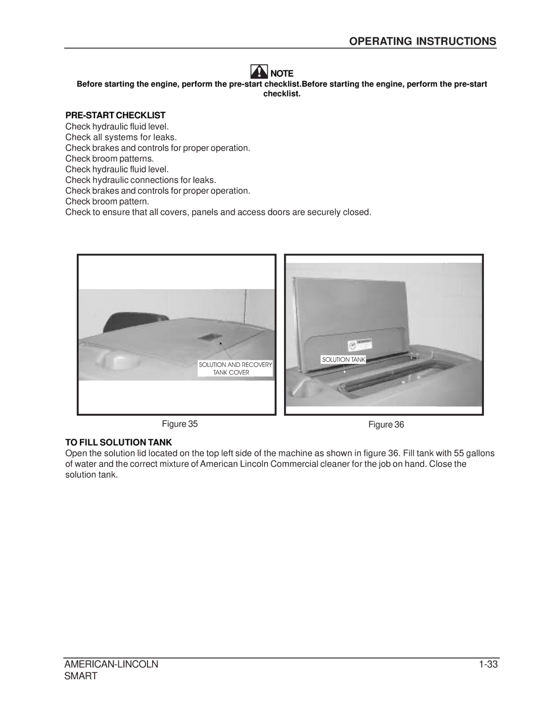 Nilfisk-ALTO 692003 manual Operating Instructions, PRE-START Checklist 