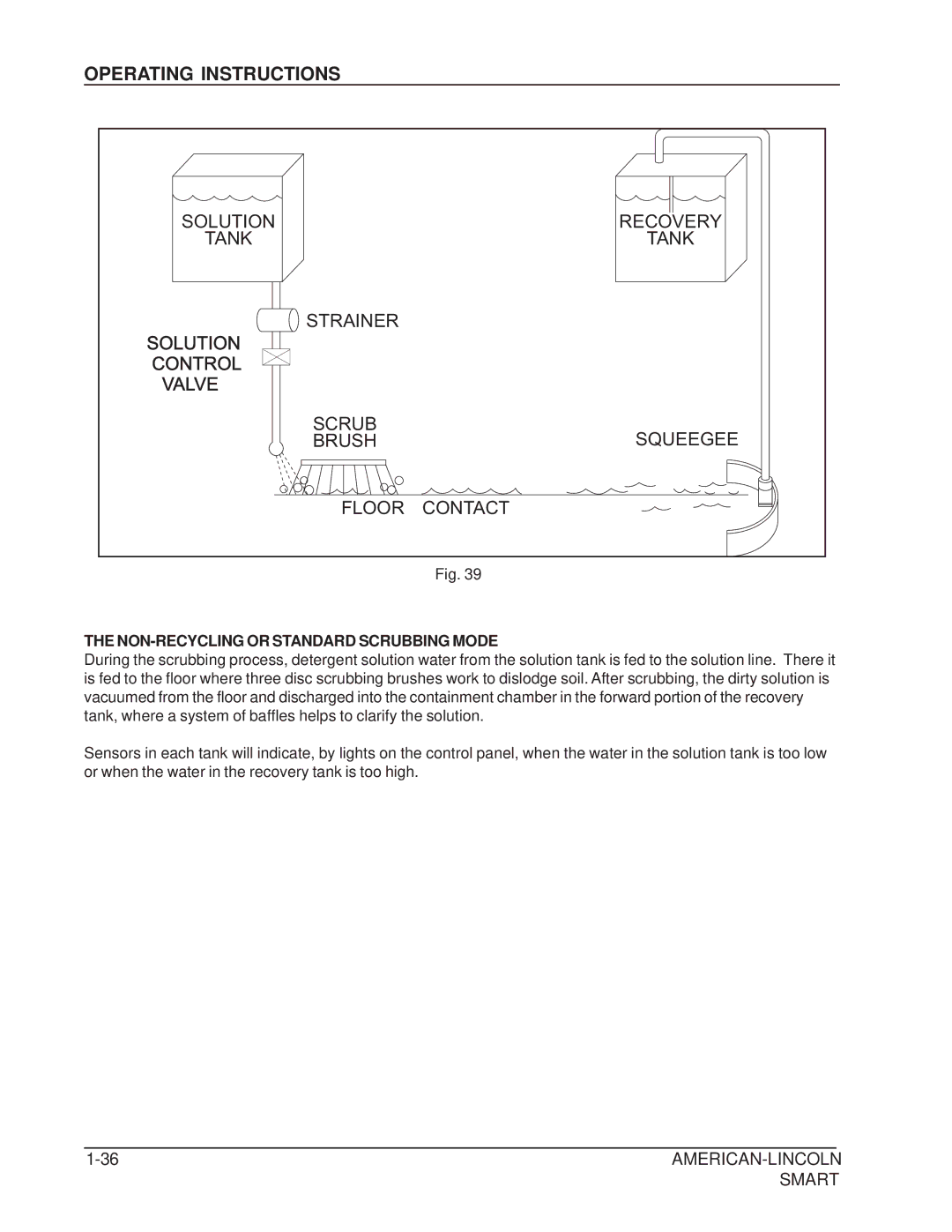 Nilfisk-ALTO 692003 manual Floor Contact, NON-RECYCLING or Standard Scrubbing Mode 