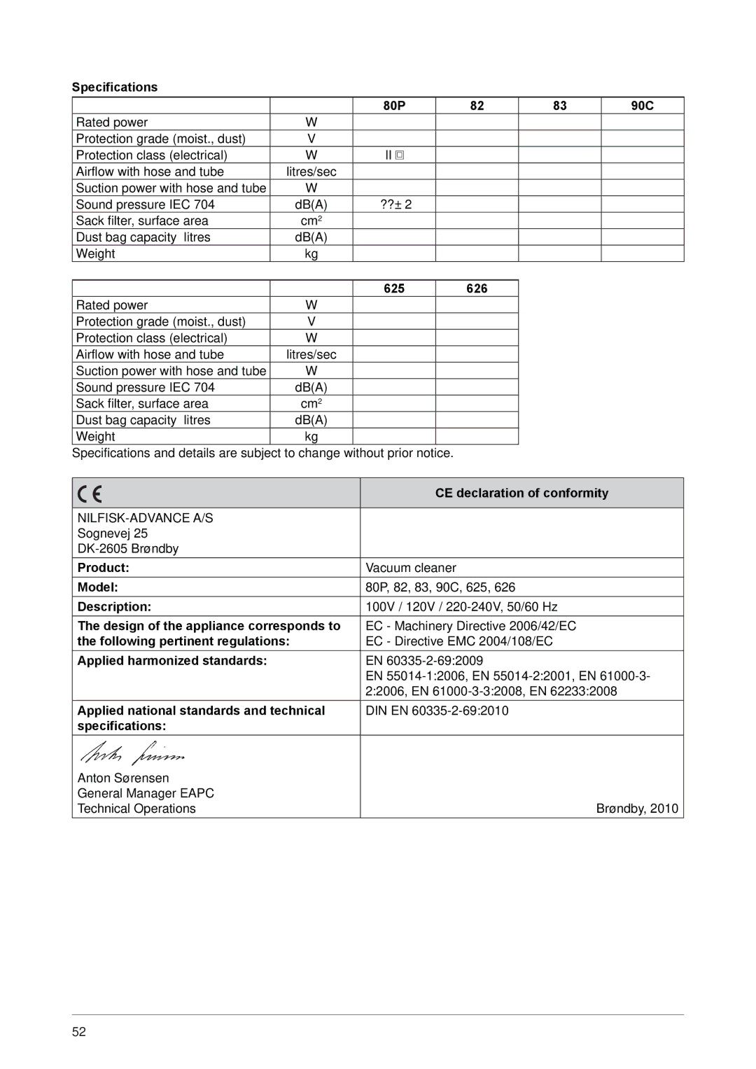 Nilfisk-ALTO 80P operating instructions CE declaration of conformity 