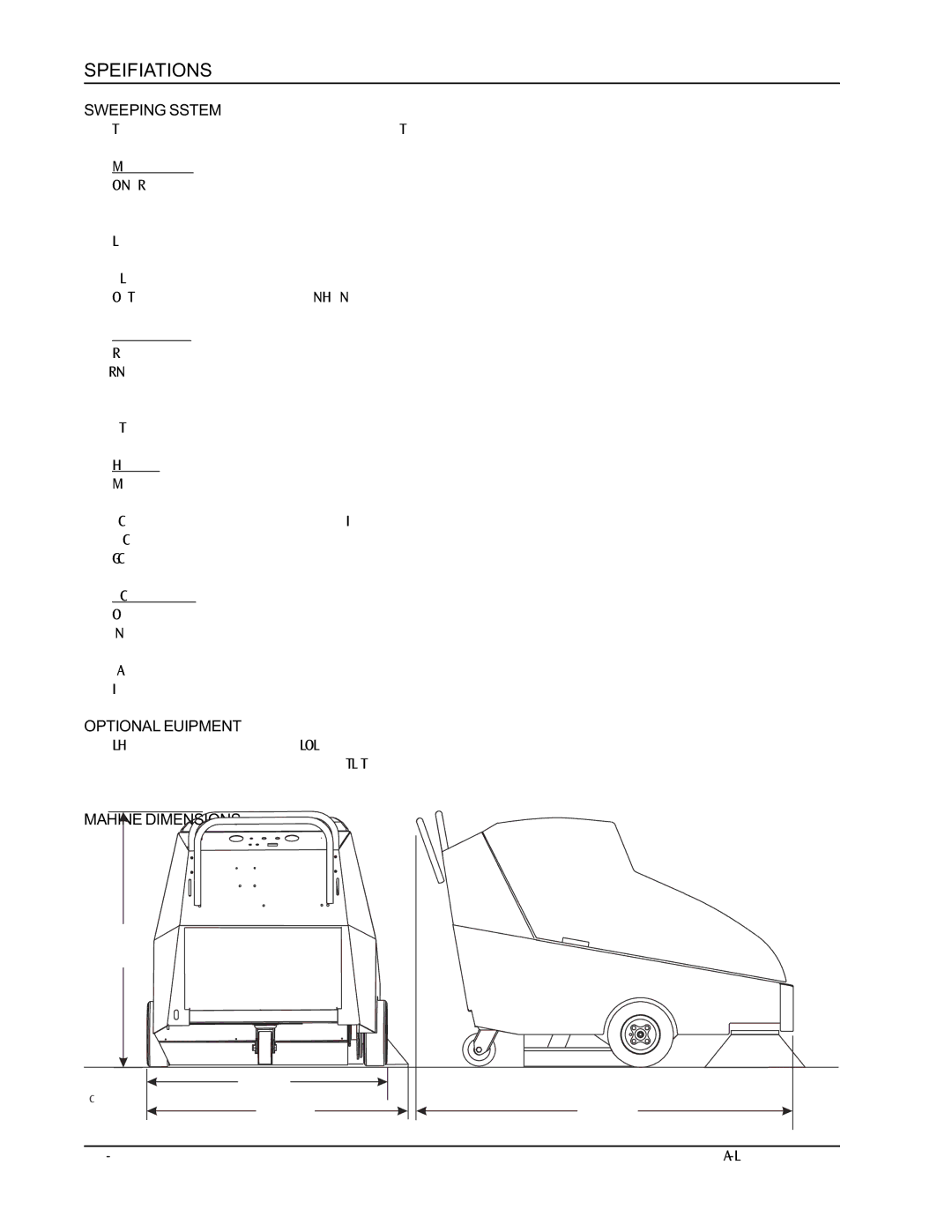 Nilfisk-ALTO 91WS manual Sweeping System, Optional Equipment, Machine Dimensions 