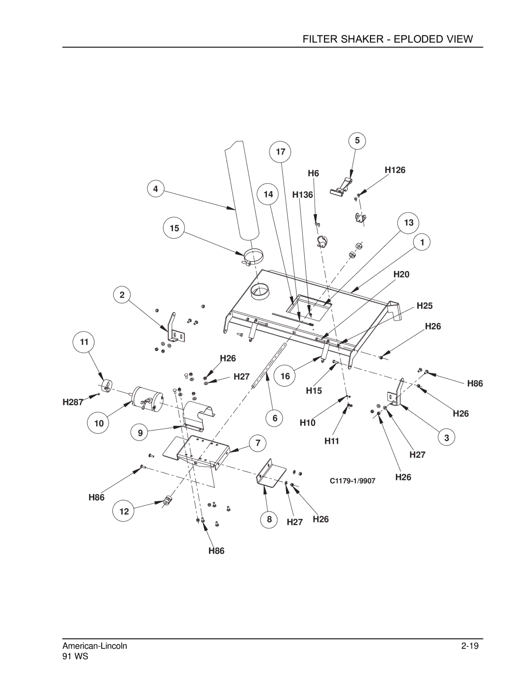 Nilfisk-ALTO 91WS manual Filter Shaker Exploded View 