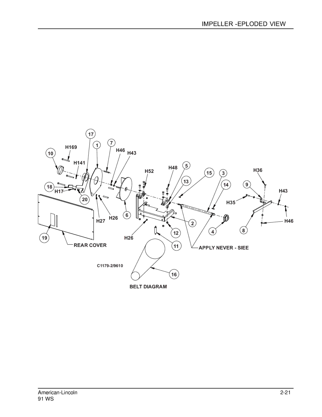 Nilfisk-ALTO 91WS manual Impeller -EXPLODED View 