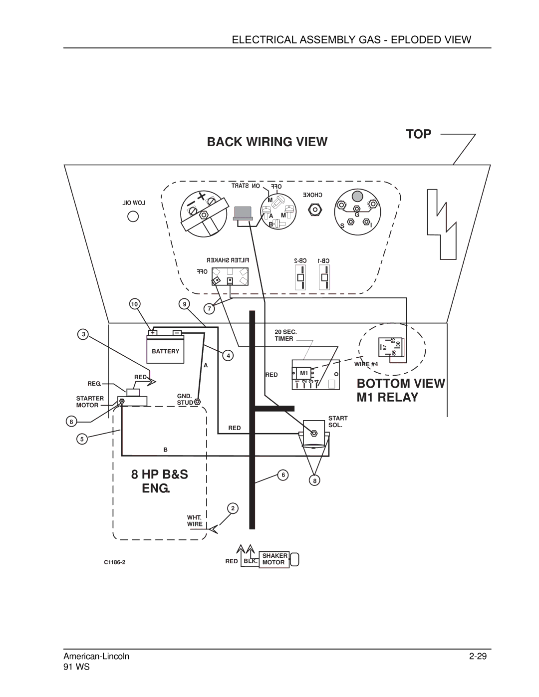 Nilfisk-ALTO 91WS manual M1 Relay, Electrical Assembly GAS Exploded View 