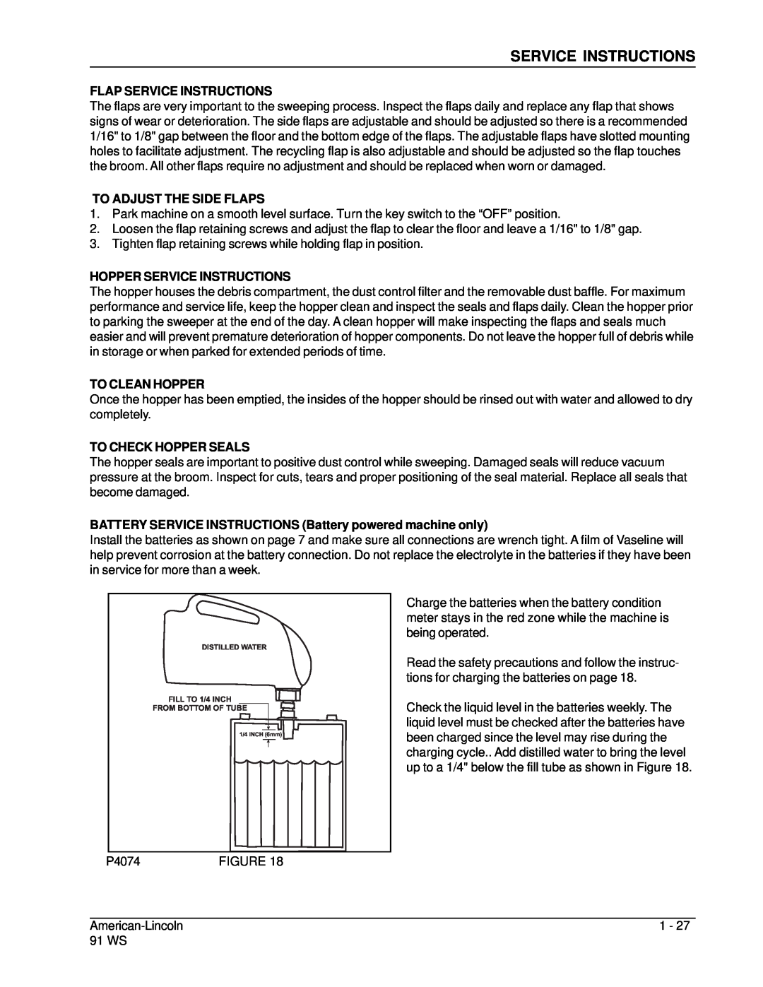 Nilfisk-ALTO 91WS Flap Service Instructions, To Adjust The Side Flaps, Hopper Service Instructions, To Clean Hopper 