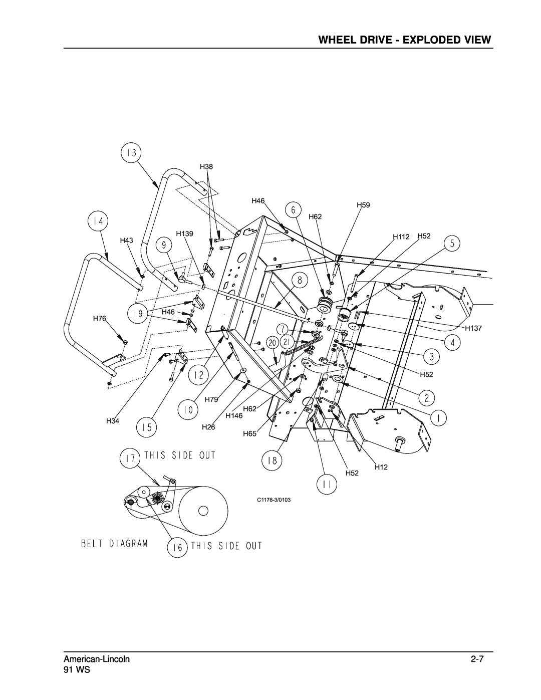 Nilfisk-ALTO 91WS manual Wheel Drive - Exploded View, American-Lincoln, 91 WS 