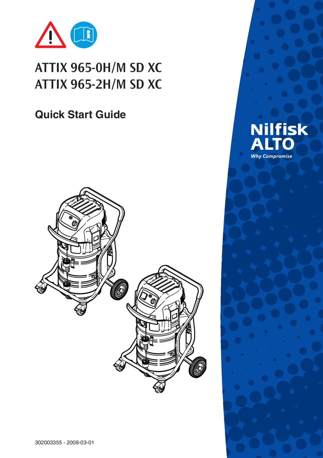 Nilfisk-ALTO quick start Attix 965-0H/M SD XC Attix 965-2H/M SD XC 