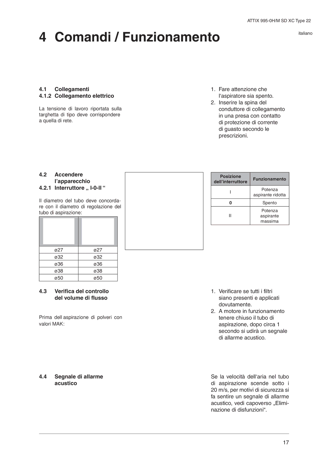 Nilfisk-ALTO 995-0H/M SD XC Comandi / Funzionamento, Collegamenti Collegamento elettrico, Segnale di allarme acustico 