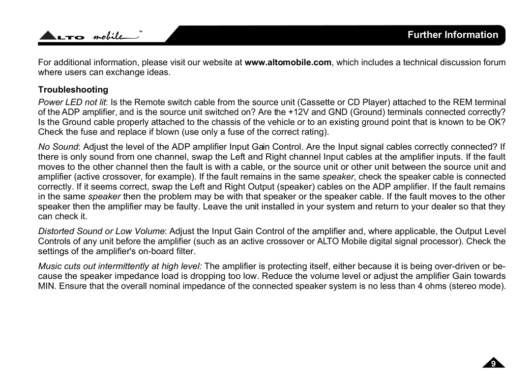 Nilfisk-ALTO ADP152, ADP102 user manual Further Information, Troubleshooting 