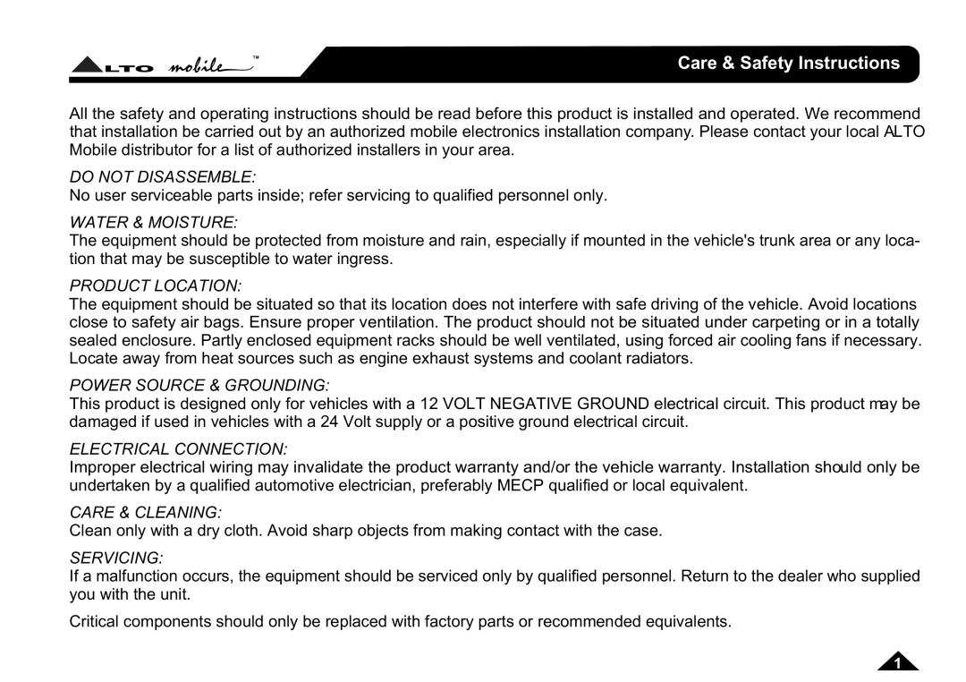 Nilfisk-ALTO ADP152, ADP102 user manual Care & Safety Instructions, Water & Moisture 