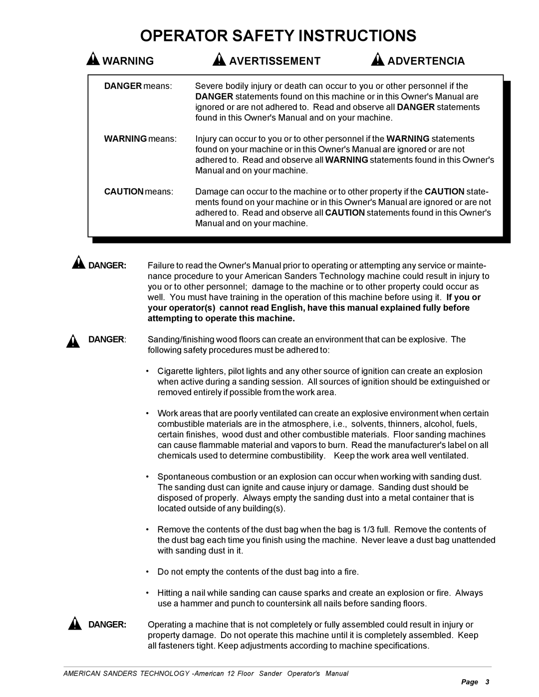 Nilfisk-ALTO American 12 manual Operator Safety Instructions 