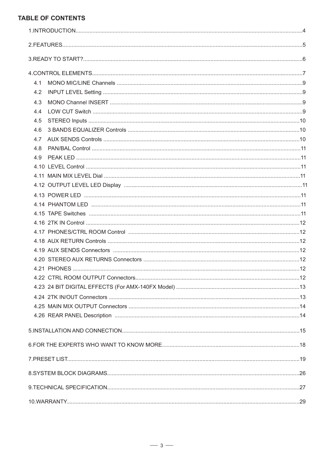 Nilfisk-ALTO AMX-140FX user manual Table of Contents 