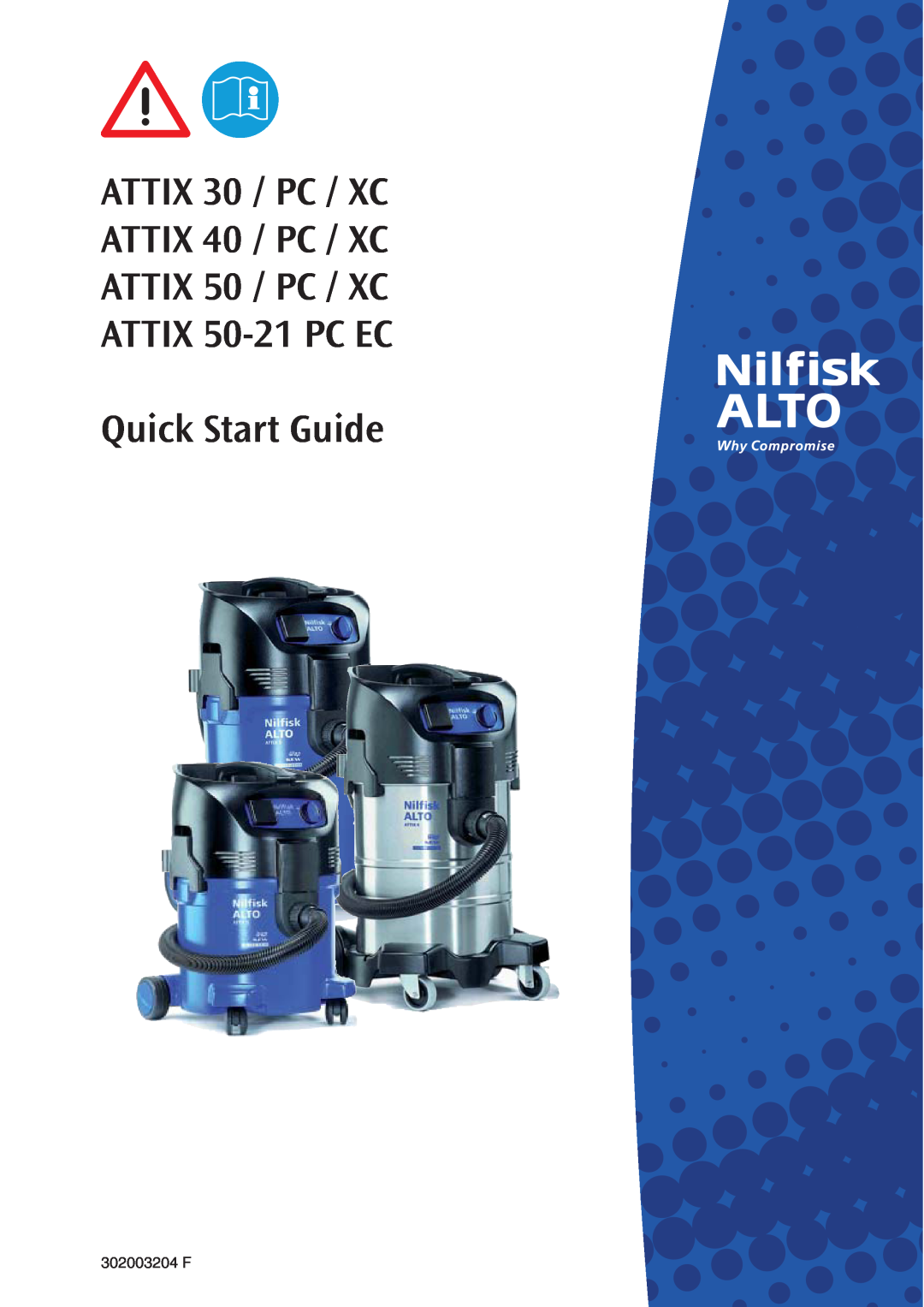 Nilfisk-ALTO ATTIX 30 / PC / XC, ATTIX 50-21 PC EC quick start Quick Start Guide, 302003204 F 