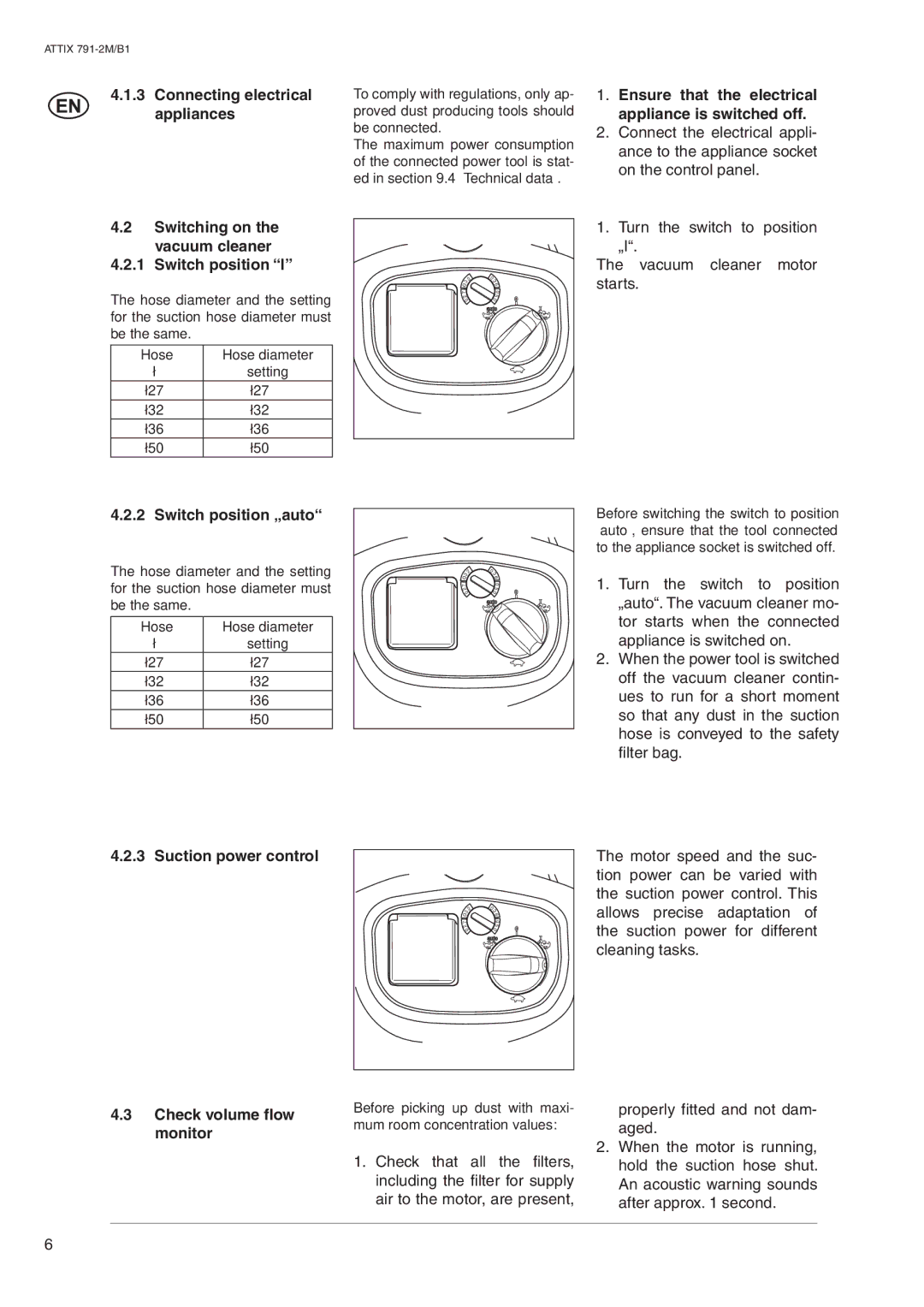 Nilfisk-ALTO ATTIX 791-2M/B1 Connecting electrical appliances, Ensure that the electrical appliance is switched off 