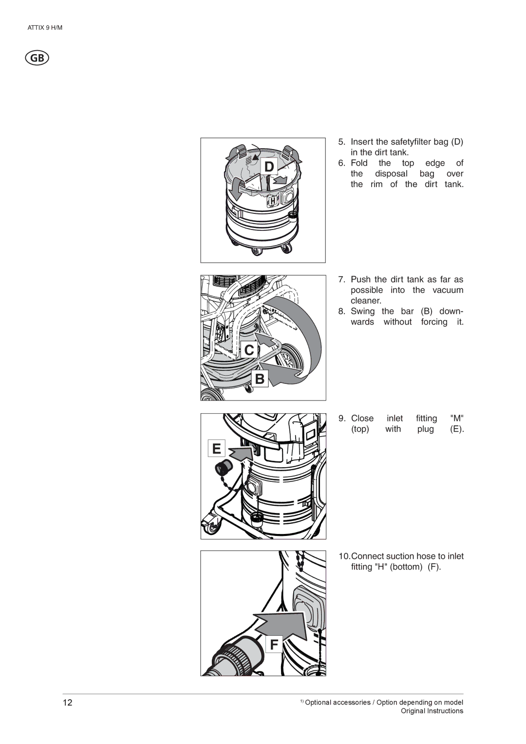 Nilfisk-ALTO ATTIX 965-0H/M SD XC, ATTIX 965-2H/M SD XC manual Optional accessories / Option depending on model 