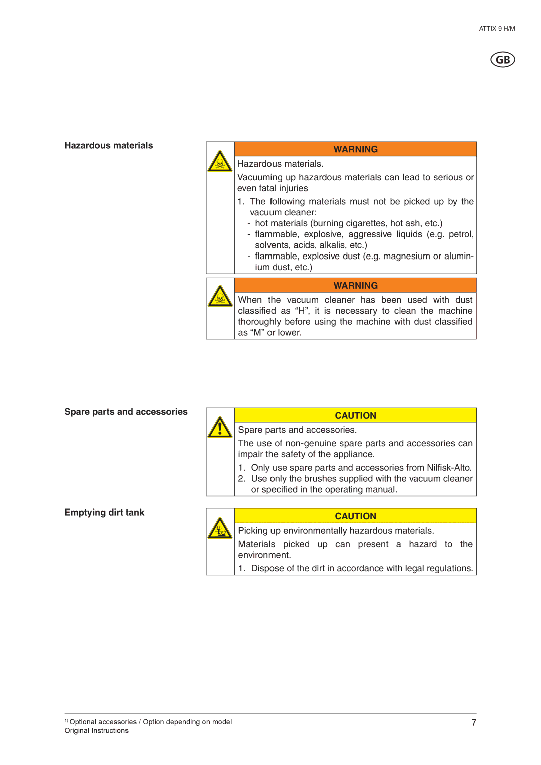 Nilfisk-ALTO ATTIX 965-2H/M SD XC, ATTIX 965-0H/M SD XC manual Attix 9 H/M 