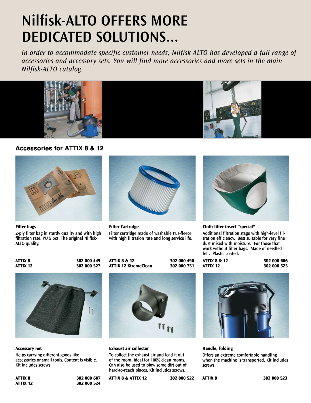 Nilfisk-ALTO Attix Series manual Nilfisk-altooffers more dedicated solutions, Accessories for ATTIX 