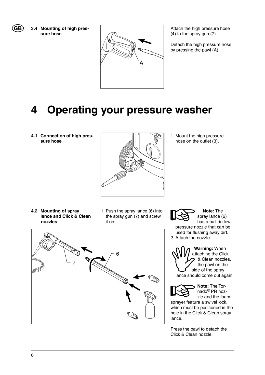 Nilfisk-ALTO C 120.1 user manual Operating your pressure washer 