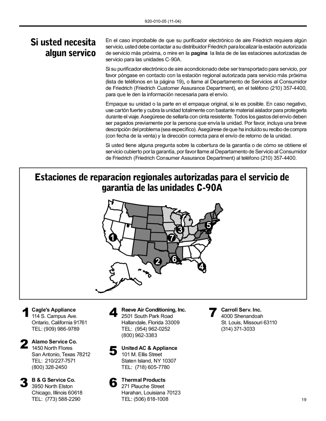 Nilfisk-ALTO manual Garantia de las unidades C-90A, Si usted necesita algun servico 