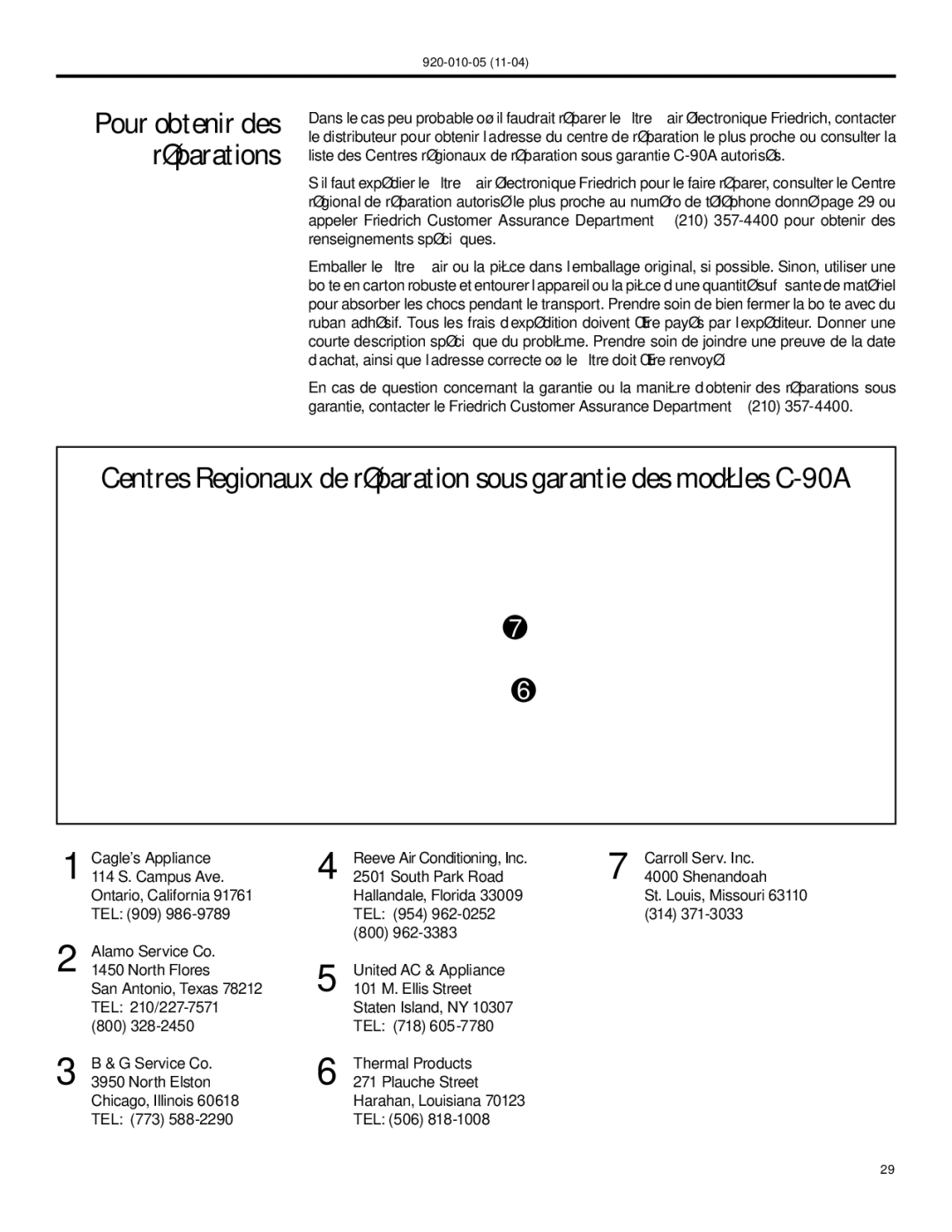 Nilfisk-ALTO C-90A manual Pour obtenir des réparations 