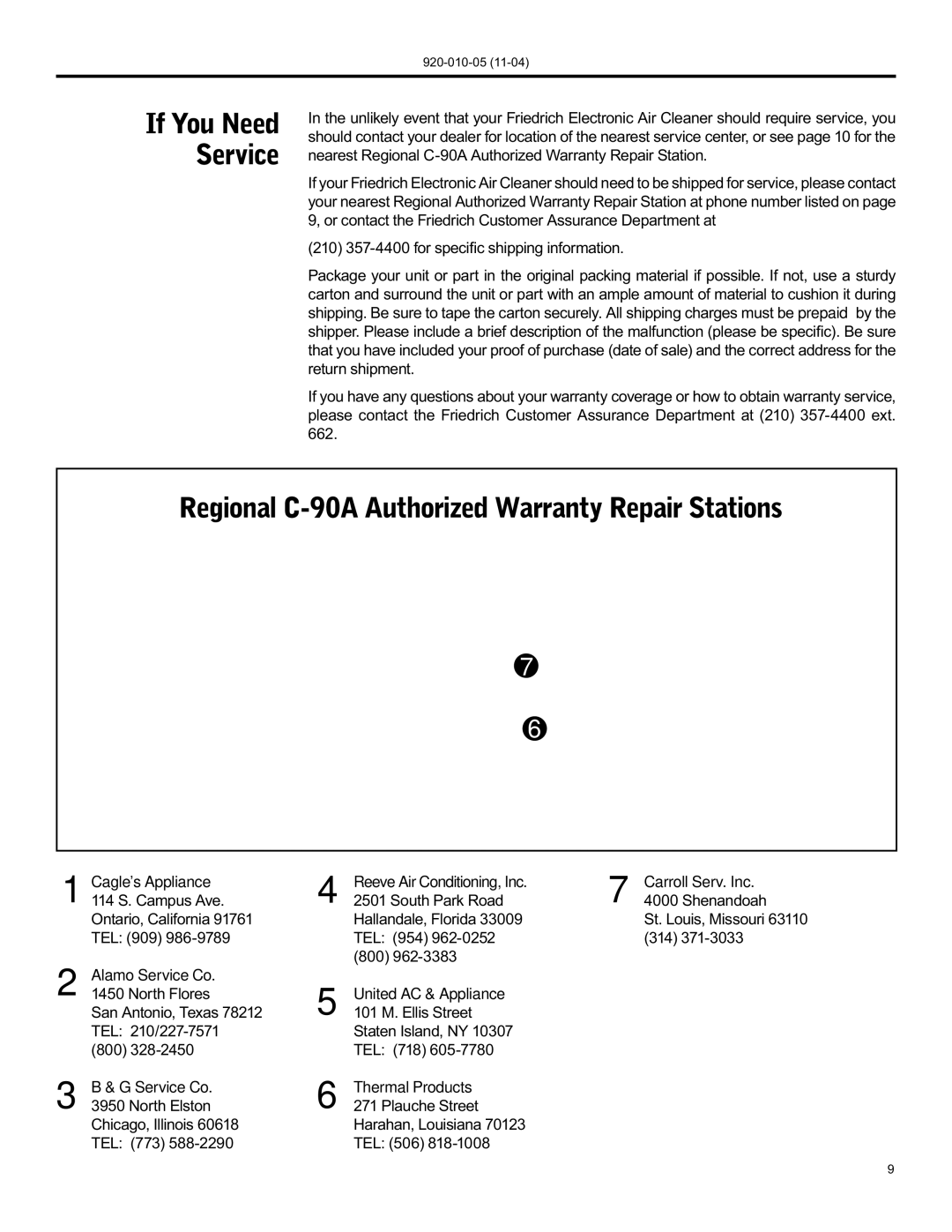 Nilfisk-ALTO manual Regional C-90A Authorized Warranty Repair Stations, If You Need Service 