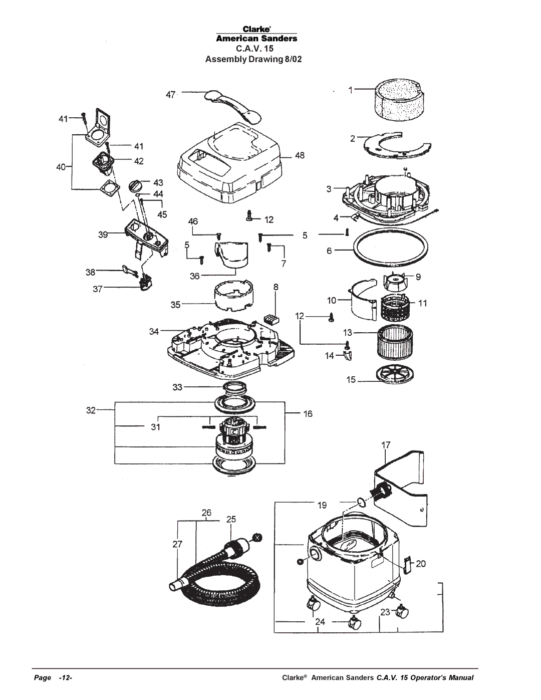 Nilfisk-ALTO C.A.V. 15 manual Assembly Drawing 8/02 