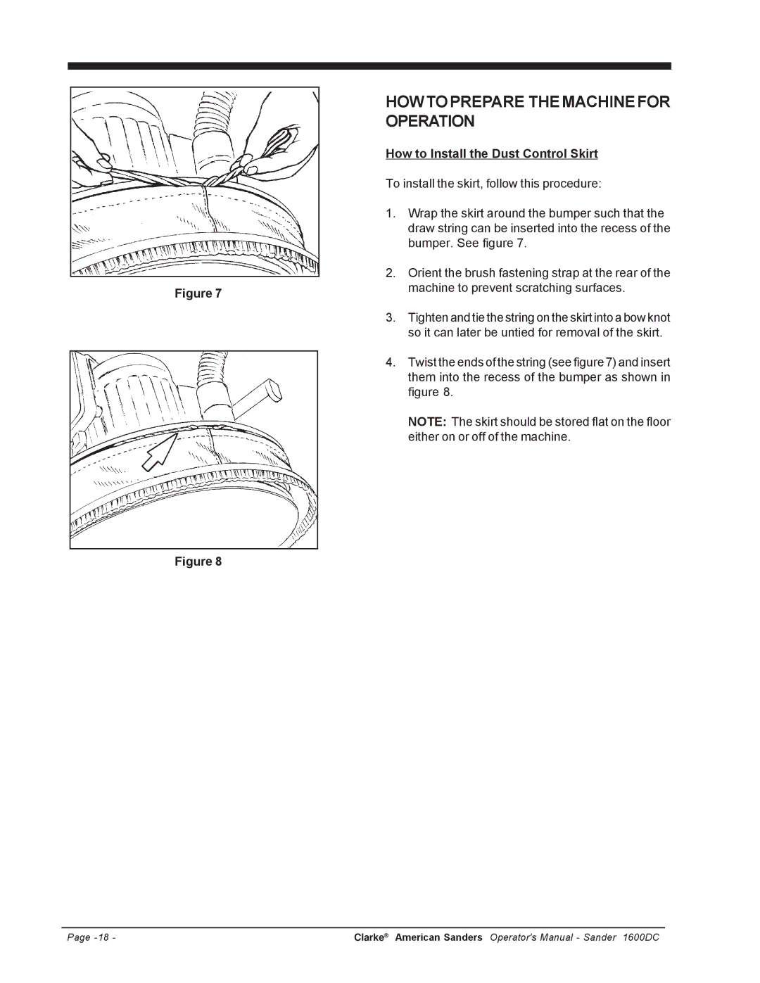 Nilfisk-ALTO C.A.V. 15 manual How to Install the Dust Control Skirt 