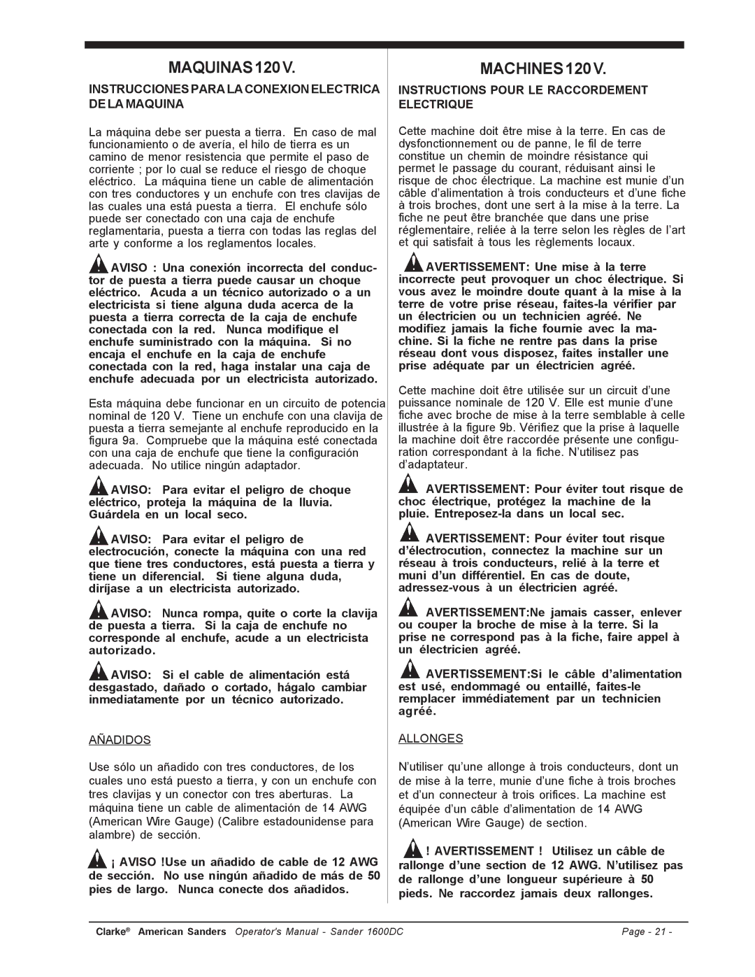 Nilfisk-ALTO C.A.V. 15 manual Instrucciones Para LA Conexion Electrica DE LA Maquina 