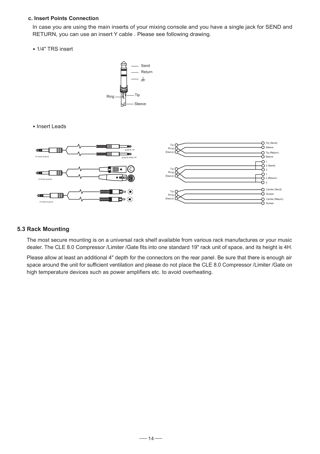 Nilfisk-ALTO CLE8.0 user manual Insert Points Connection, Insert Leads 