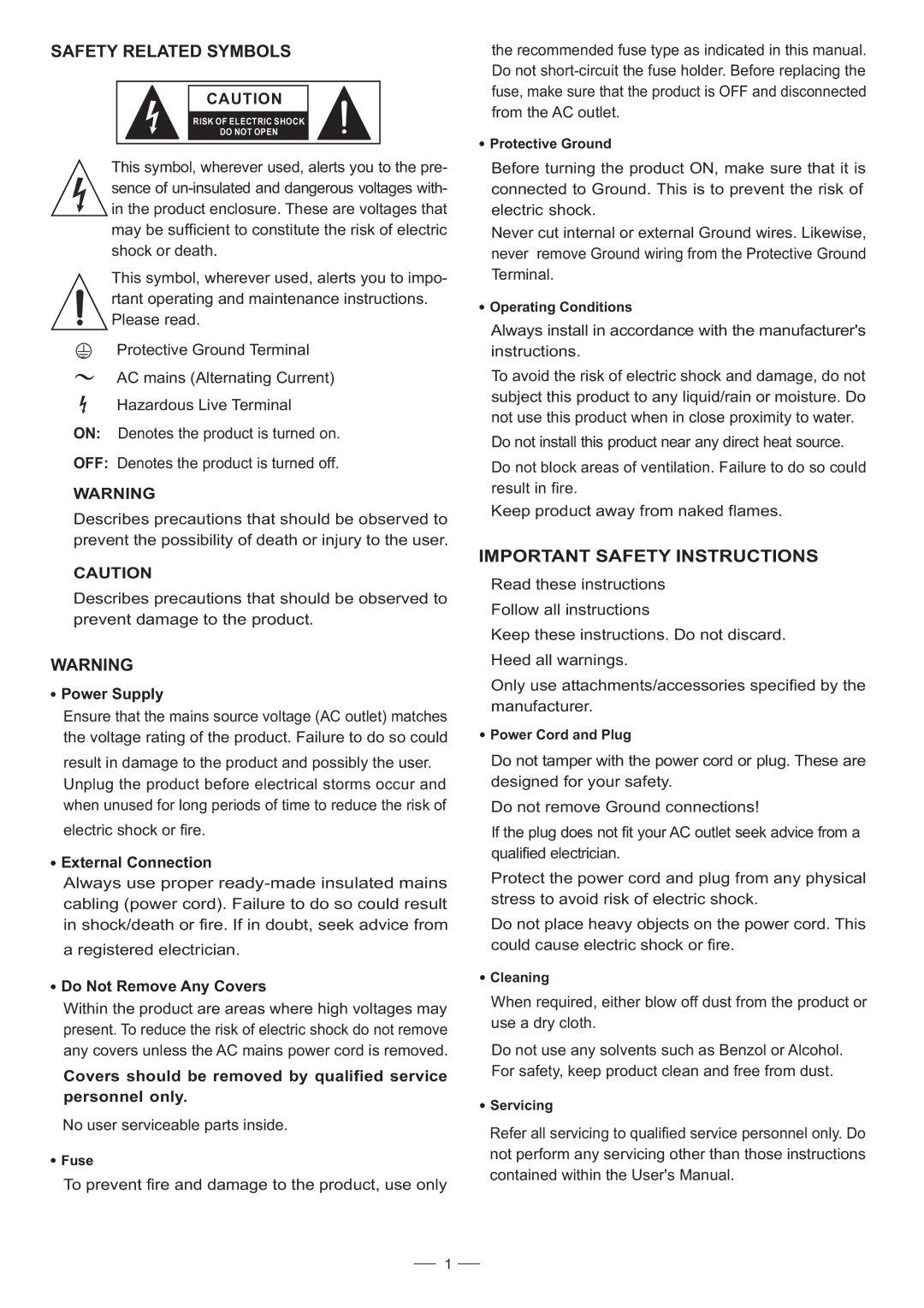 Nilfisk-ALTO CLE8.0 user manual Safety Related Symbols, Important Safety Instructions, Power Supply, External Connection 