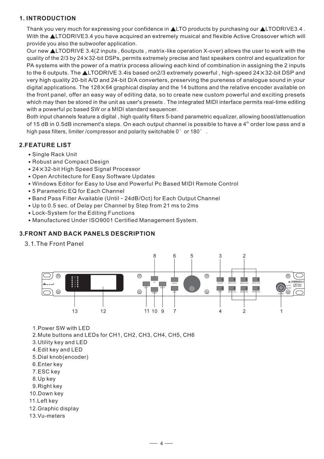 Nilfisk-ALTO DIGITAL X OVER user manual Introduction, Front Panel 