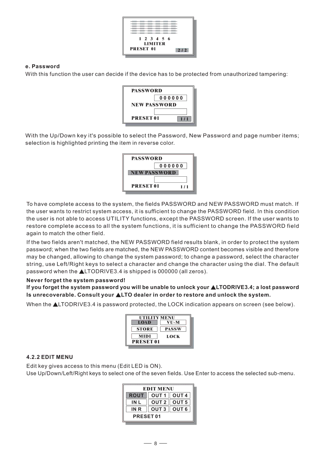 Nilfisk-ALTO DIGITAL X OVER user manual Password 