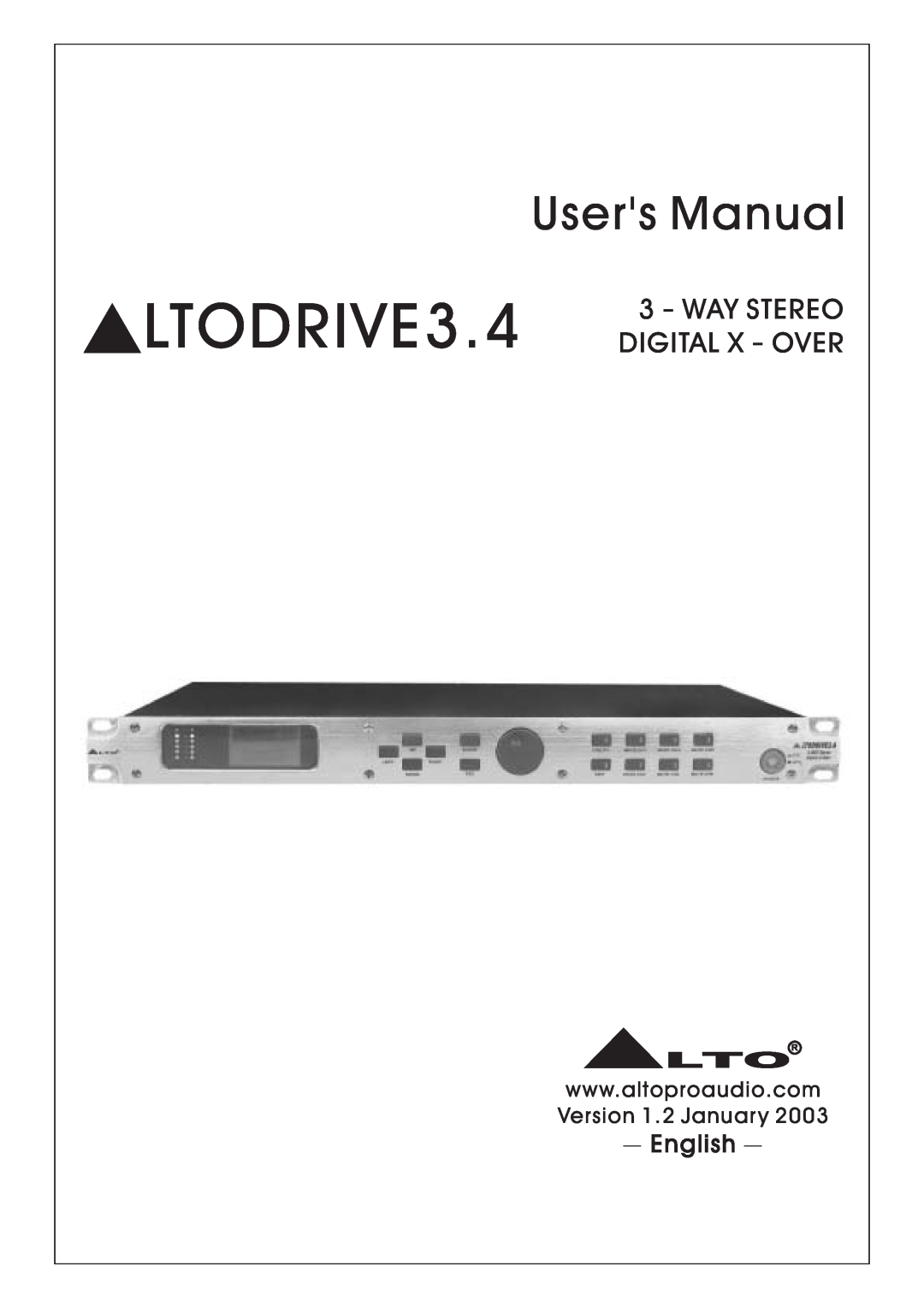 Nilfisk-ALTO DIGITAL X OVER user manual LTODRIVE3.4, Digital, Over, Way Stereo, English, Version 1.2 Januar y 