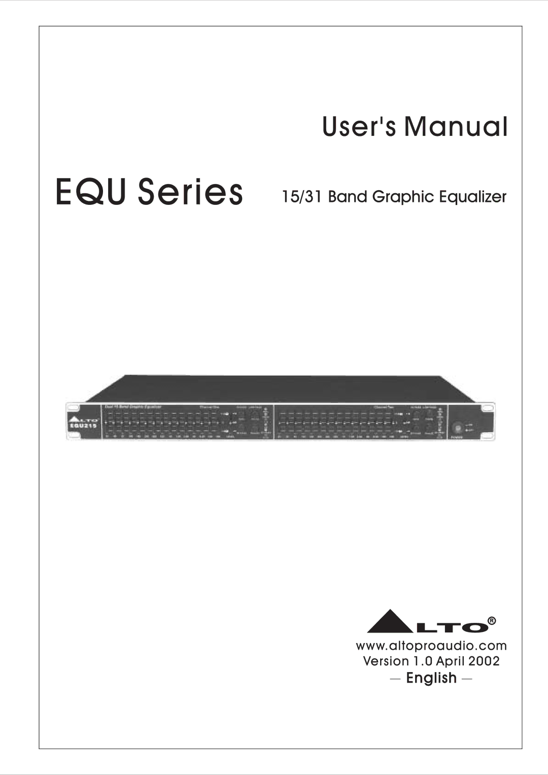 Nilfisk-ALTO user manual EQU Series 15/31 Band Graphic Equalizer 