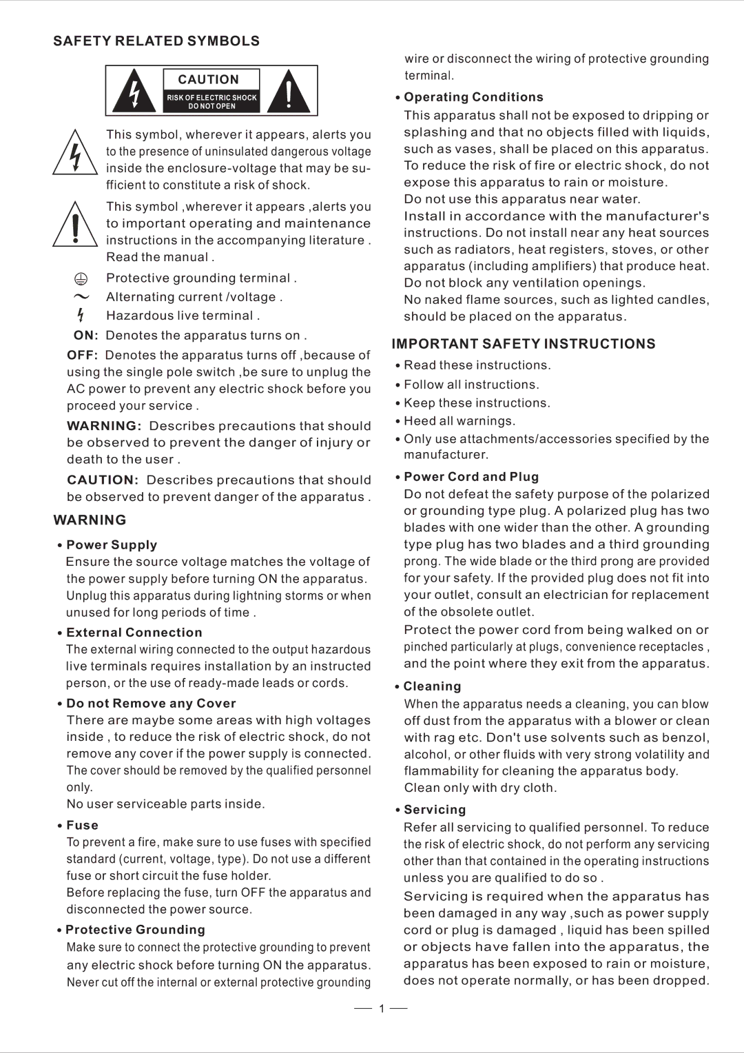 Nilfisk-ALTO EQU user manual Safety Related Symbols, Important Safety Instructions 