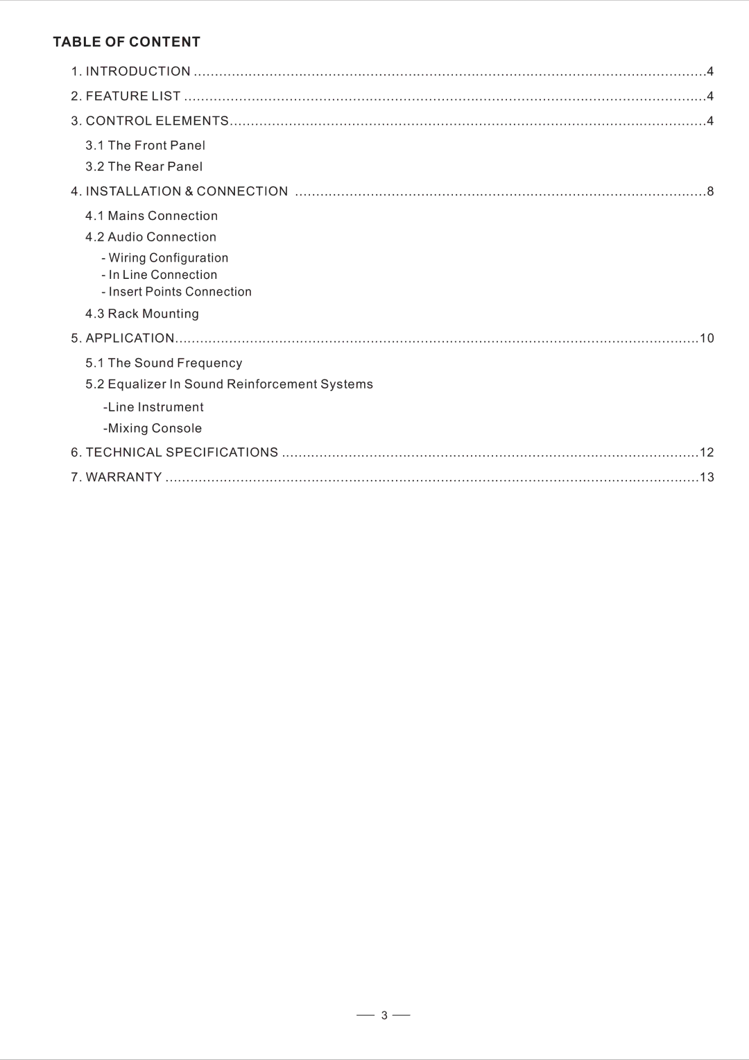 Nilfisk-ALTO EQU user manual Table of Content, Front Panel Rear Panel 