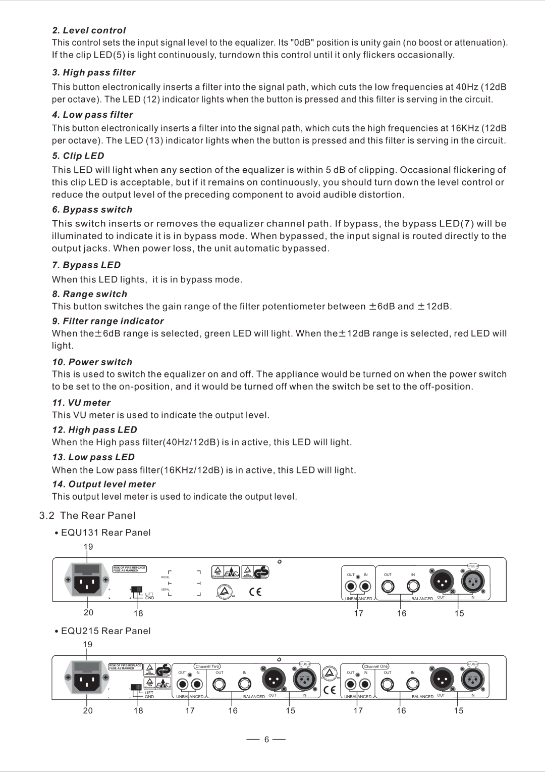 Nilfisk-ALTO EQU user manual Rear Panel 