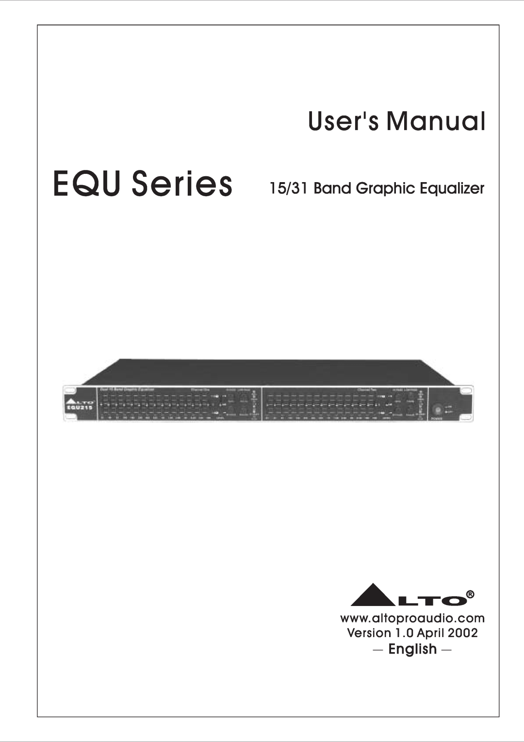 Nilfisk-ALTO user manual EQU Series 15/31 Band Graphic Equalizer, English 