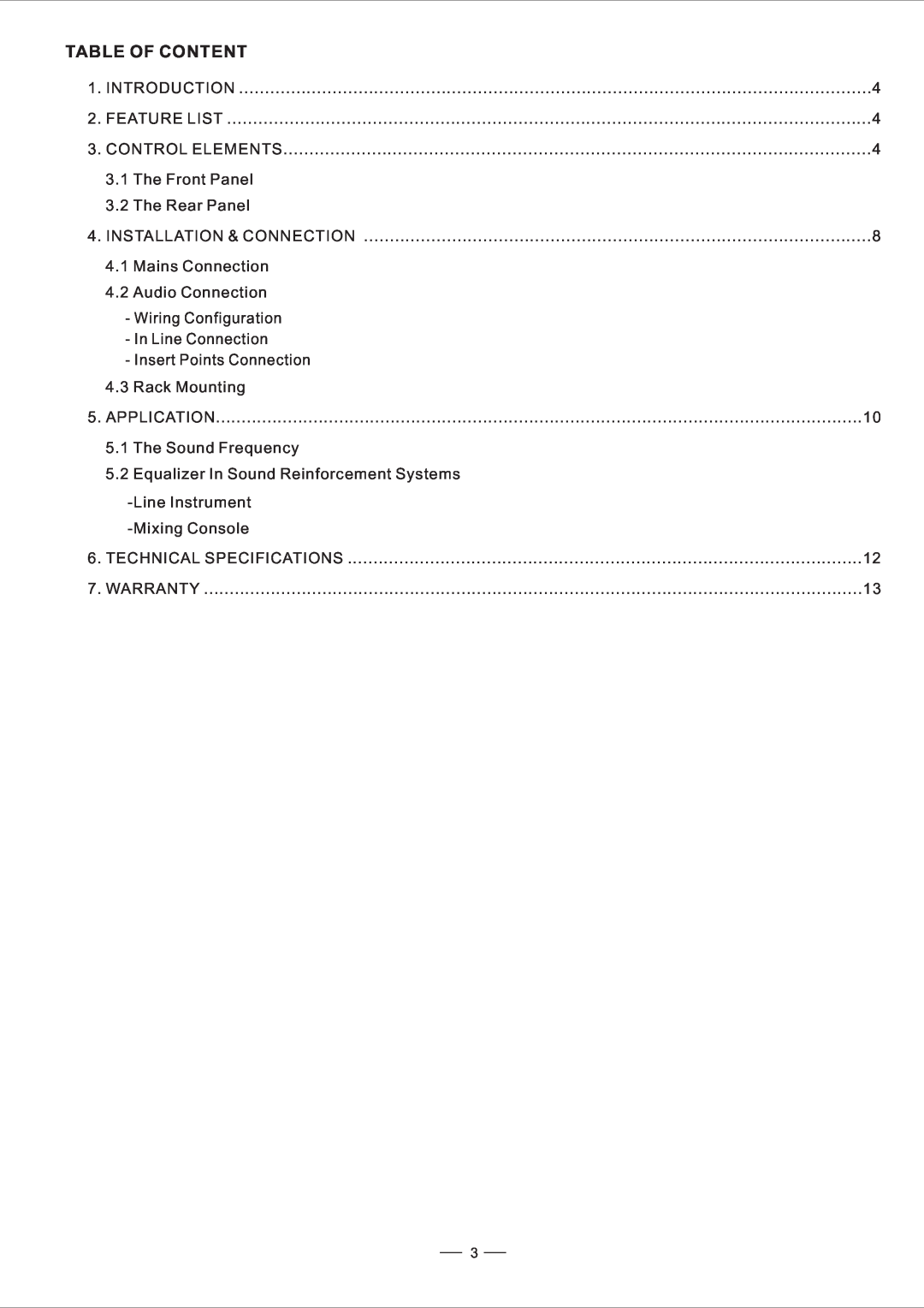 Nilfisk-ALTO EQU user manual Table Of Content 