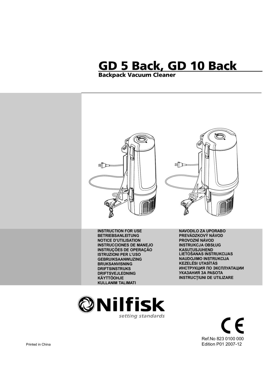 Nilfisk-ALTO GD 5 Back, GD 10 Back manual Ref.No 823 0100, Edition P01 