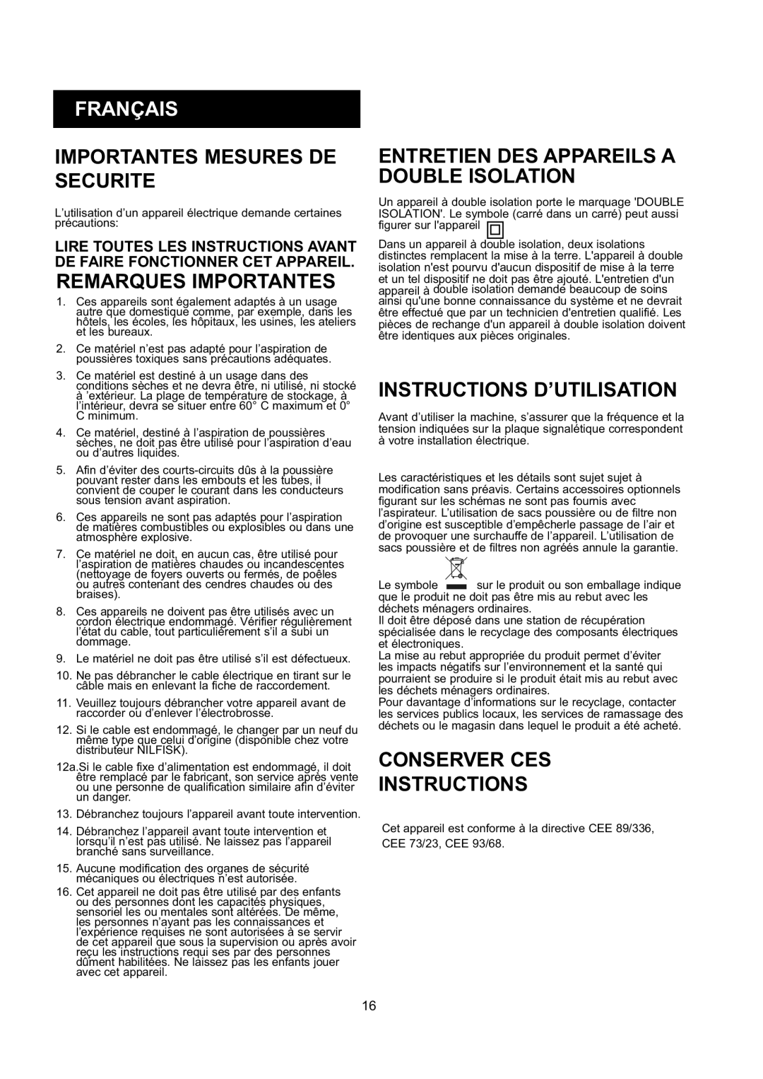 Nilfisk-ALTO GD 10 Back, GD 5 Back manual Français 